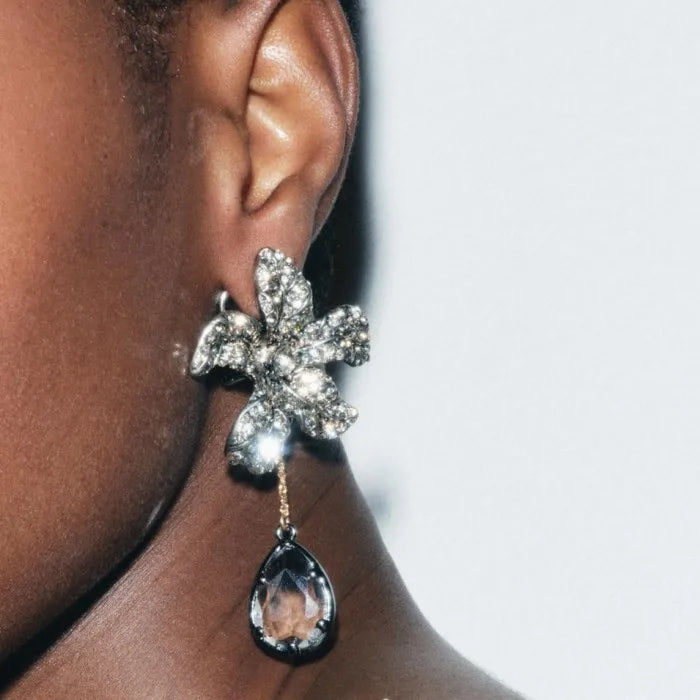 Luxury New ZAA Metal Rhinestone Crystal Flower Water Drop Earrings for Women Holiday Party Jewelry Gifts