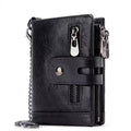 RFID Anti-theft Wallet Carteira Masculina Leather Billeteras Dual Zipper Men Genuine Leather Billetera Hombre