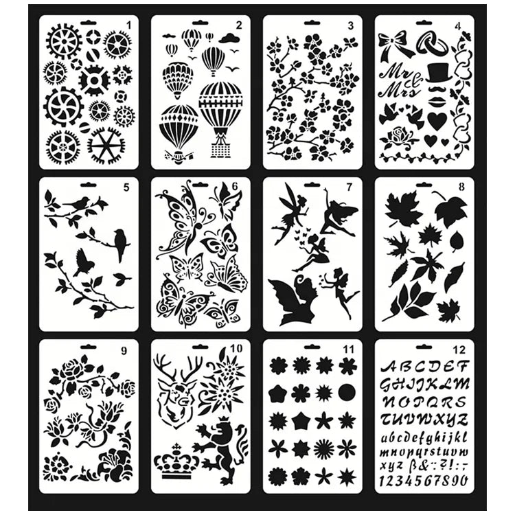DIY Handbook Painting Stencils Children's Painting Hollow Journal Stencil Set