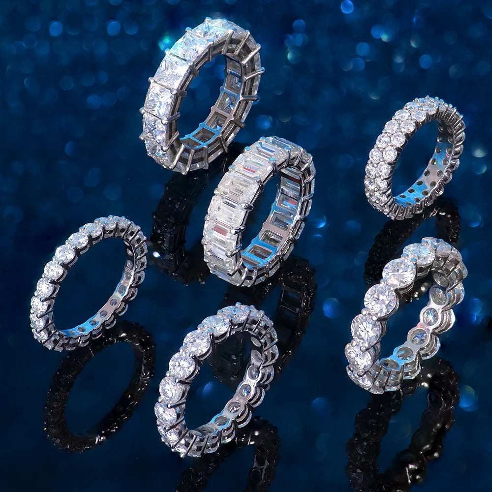 Custom Hiphop Jewelry 3mm 4mm 5mm 6mm 925 Sterling Silver Gra Vvs Lab Grown Moissanites Diamond Tennis Eternity Ring for Girls