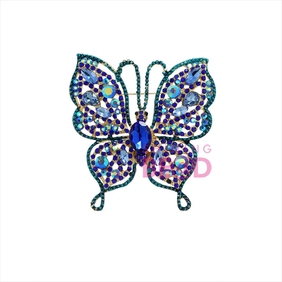 Wholesale Butterfly Multicolor Brooch Red/Green/Blue Pins  Women Charm Rhinestone Garment Decoration Brooch Pin