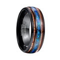 Alin Newest 8MM Rose Gold Plated Classic Opal Stones and Wood Inlay Tungsten Carbide Wedding Rings Wholesale