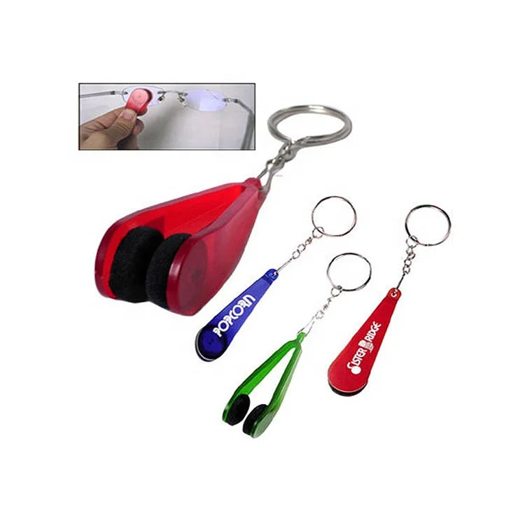 Eyewear Accessories Custom Logo Glasses Cleaner Lens Brush Eyeglasses Wipe Tool Keychain