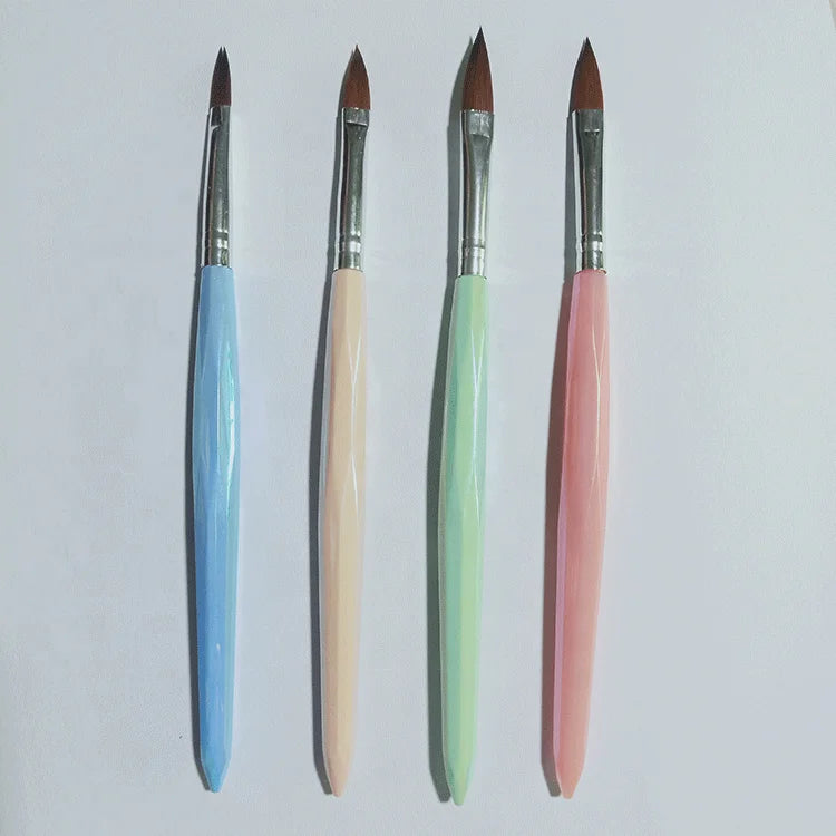 New Design Diamond Shape Nice Handle Premium Bulk Nail Art Painting Tools Blue Pink Green Yellow Professional Acrylic Nail Brush