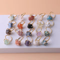 Chakra Healing Crystal Ring Gemstone Adjustable Ring Irregular Stone 18k Gold Plated Claw Wrapped Ring Jewelry for Women