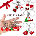 hot sale Christmas keyring PVC rubber mitten keychain Wholesale custom pattern Santa's hat 3D keychain accessories bulk