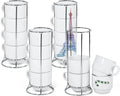 RTS Gift Printing 6oz Sublimation Coffee Mugs Ceramic Blank Cups Set of 4 with Rack for Heat Press DIY Printing