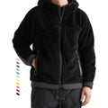 Custom Men Color Block Patch Pockets Outdoor Shearling Sherpa Fleece Jacket With Hood