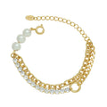 Wholesale Fashion Imitation Pearl Zircon Bracelet in Stainless Steel with 18k Gold Plated Bracelet