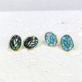 Colorful Oil Painting Style Enamel Jewelry Gold Plated Studs Irregular Earrings Natural Mother of Pearl Shell Tulip Flower Studs