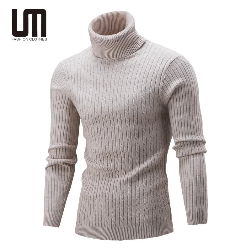 Liu Ming Oem Odm New Products Men Clothes Autumn Winter Warm Turtleneck Solid Color Knitted Sweater