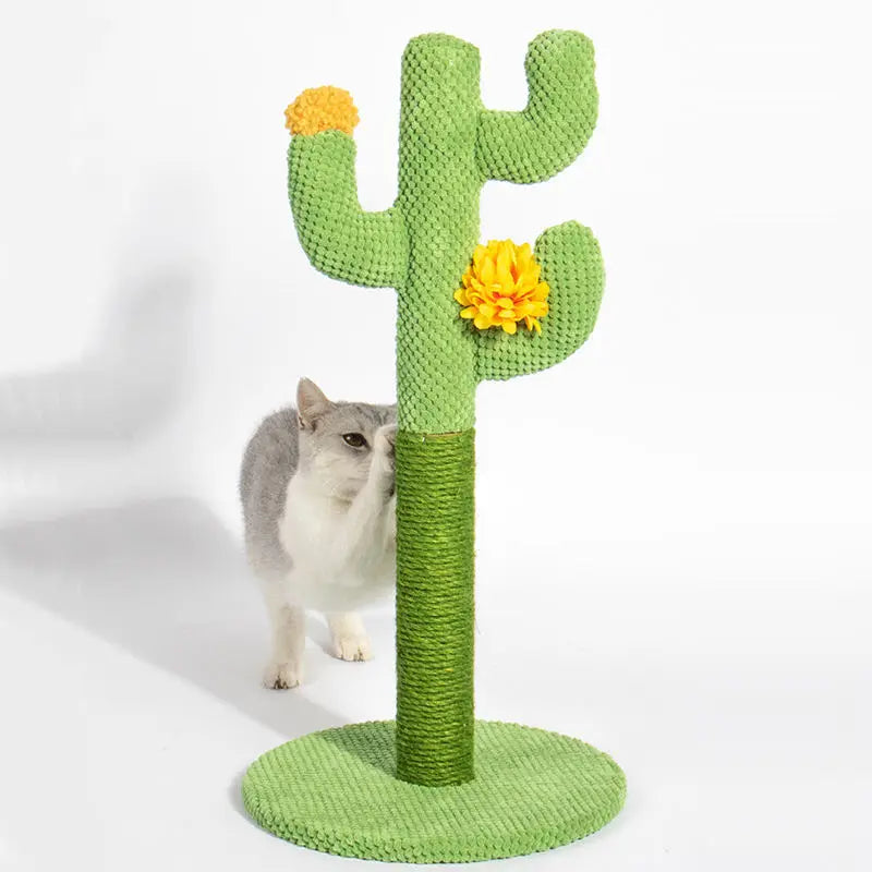 2024 Cat Flower Tree Climbing Frame Cactus Shaped Cotton Rope Durable Claw Grinding Pet Cat Scratch Board