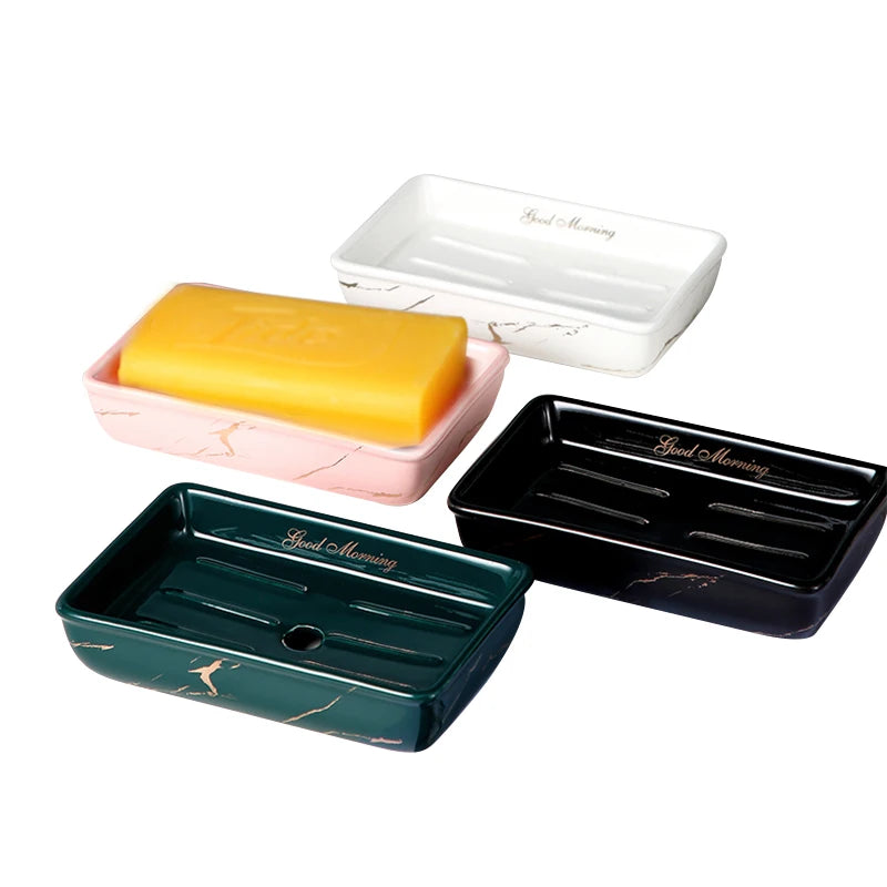 Wholesale Eco-Friendly Modern Stainless Steel Finish Self Drain Ceramic Soap Dish with 3-Year Warranty for Bathroom