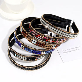 Wholesale Hair Hoop Baroque Retro Hairband Rhinestone Fabric Vinchas Elegance Diademas Exquisite Multicolour Accessories Women