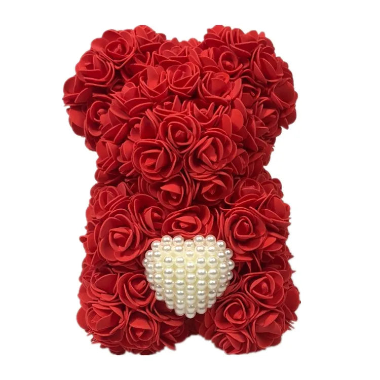 Popular Rose Bear 25cm Rose Bear With Pearl Heart