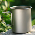 Chinese Products Ultralight Titanium Cup 375ml 550ml 750ml  Outdoor Portable Camping Picnic Water  Mug with Foldable Handle