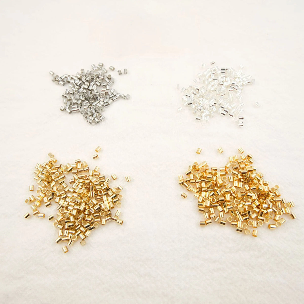 Wholesale 10000 Pcs/Bag 18K Gold Plated End Crimp Beads 2mm Crimp Tubes for Jewelry Making Real 18K GOLD Plating Components MegaBDM