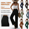 Women's Spring Casual Solid Color Wide-Leg Pants Breathable and Anti-Static Elastic Waist Trusser with Loose Fit ODM OEM