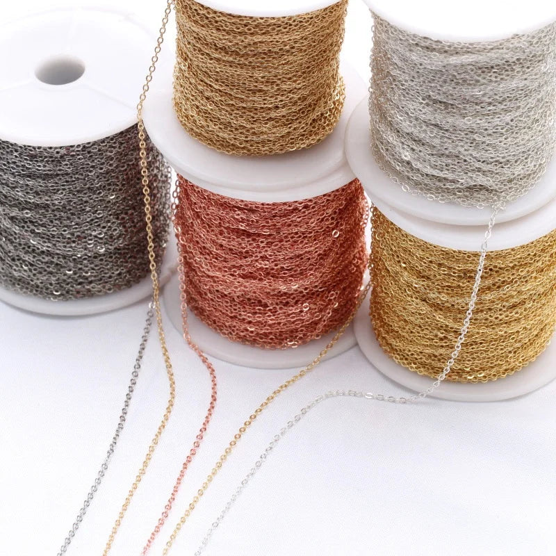Copper Jewelry Making Gold Chain Plated  With PVD Chain DIY Jewelry Findings Chain Flat Type O