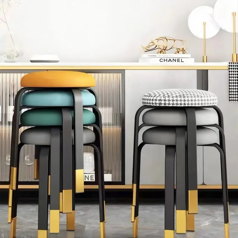 Portable Collapsible Modern Simple Creative Metal Adults Stackable Small Round Foldable Step Folding Stool Chairs