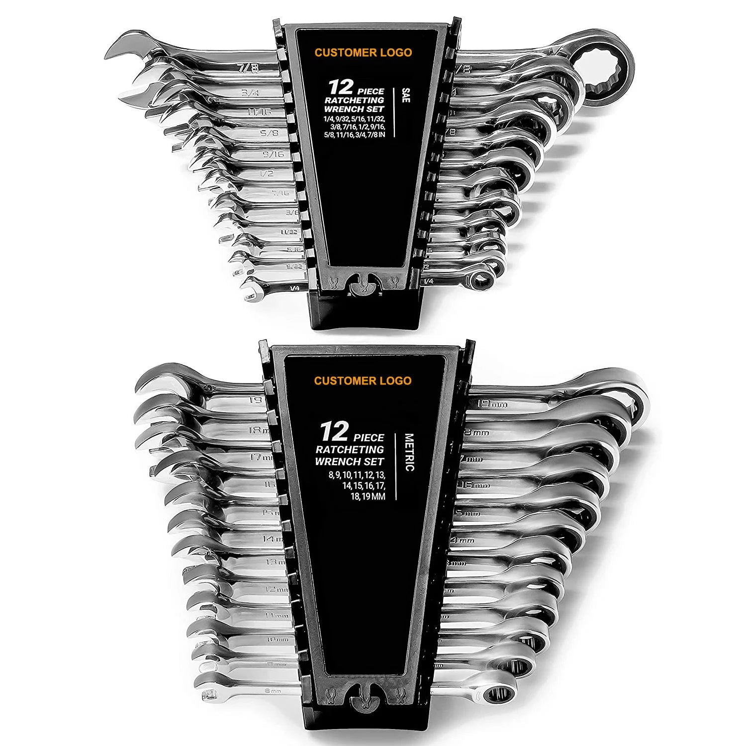 YUHANG 24pc Carbon Steel In/MM Ratcheting Wrench Set Quick Access DIY Metric Measurement OEM Customization