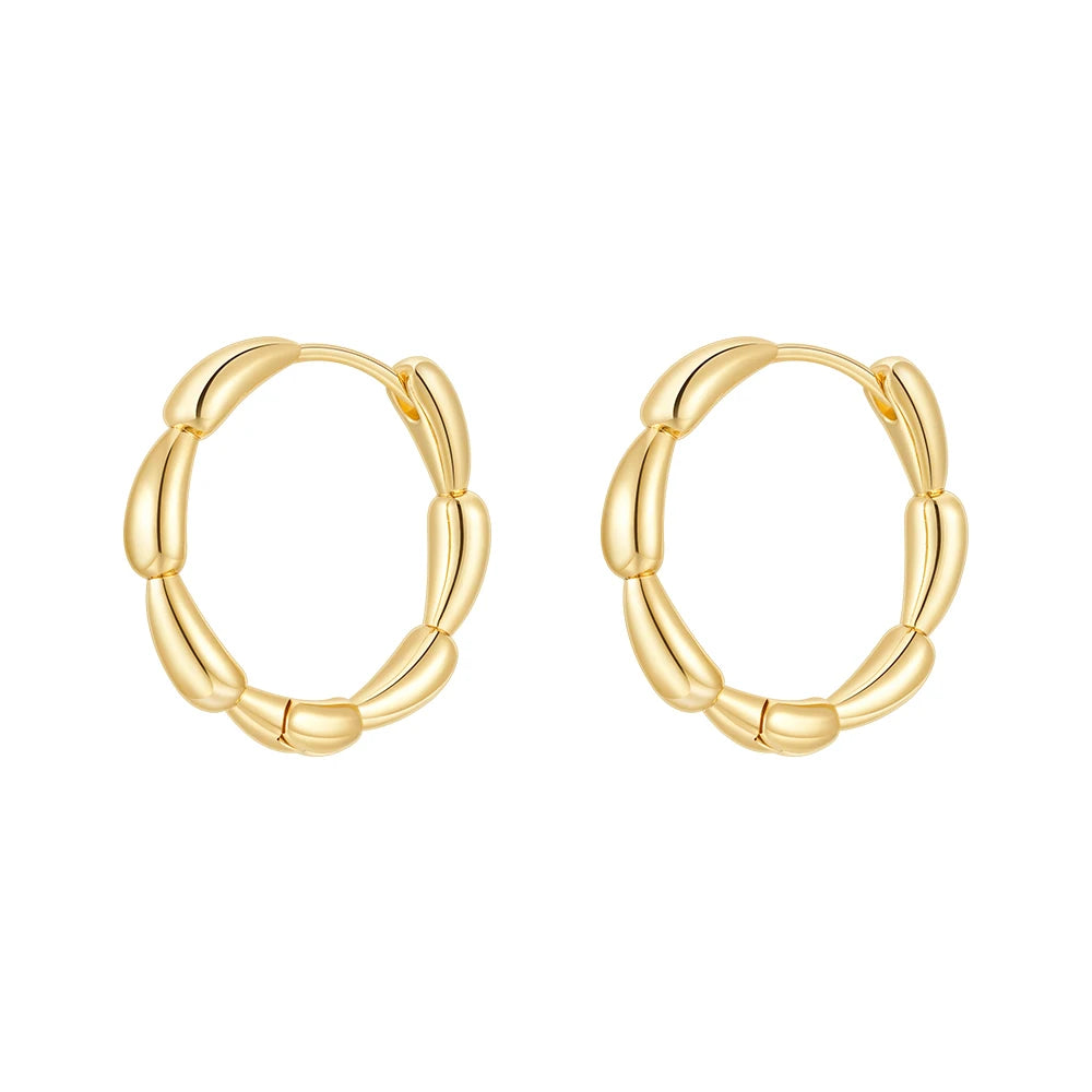 Liliflor Fashion 18K Gold Plated Brass Jewelry WaterDrop-shaped Huggie Hoops Earrings Waterproof for Women Gift Earrings E241655
