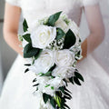 V01 Boho Bridal Bridesmaids Bouquet Wedding Flower Rose Peony Hydrangea White Ivory Fake Silk Artifical Flower Bridal Bouquet