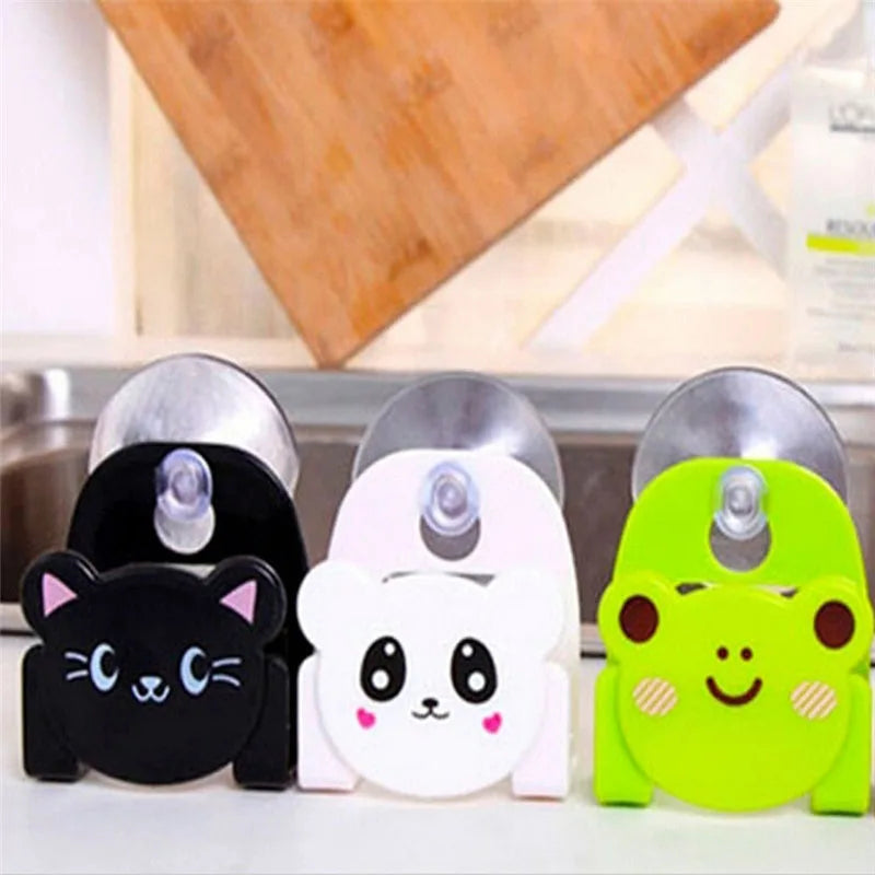 HelloWorld Cartoon Dish Cloth Sponge Holder With Suction Cup Home Decor Dinning Room Kitchen Accessories Organizer