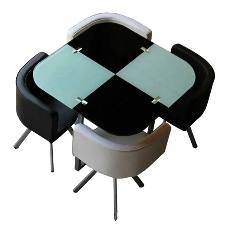 Modern Italian Dining Room Sets Colorful 4/6 Seater Tempered Glass Low Seating Table Restaurant Furniture Elegant Durable