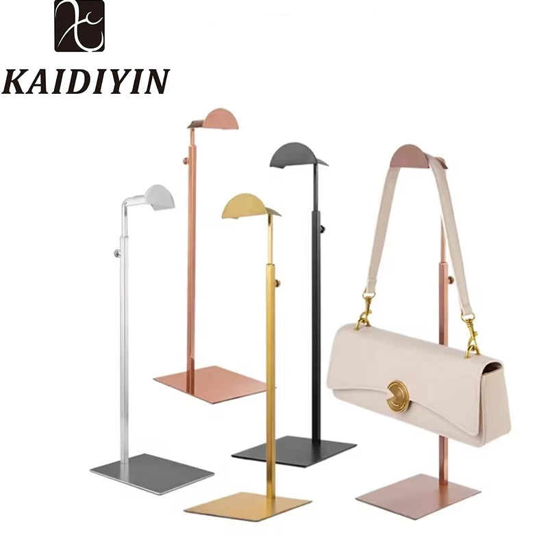 Adjustable Height Metal Women's Handbag Display Rack with Purse Holder Retail Bag Display Stand Rack