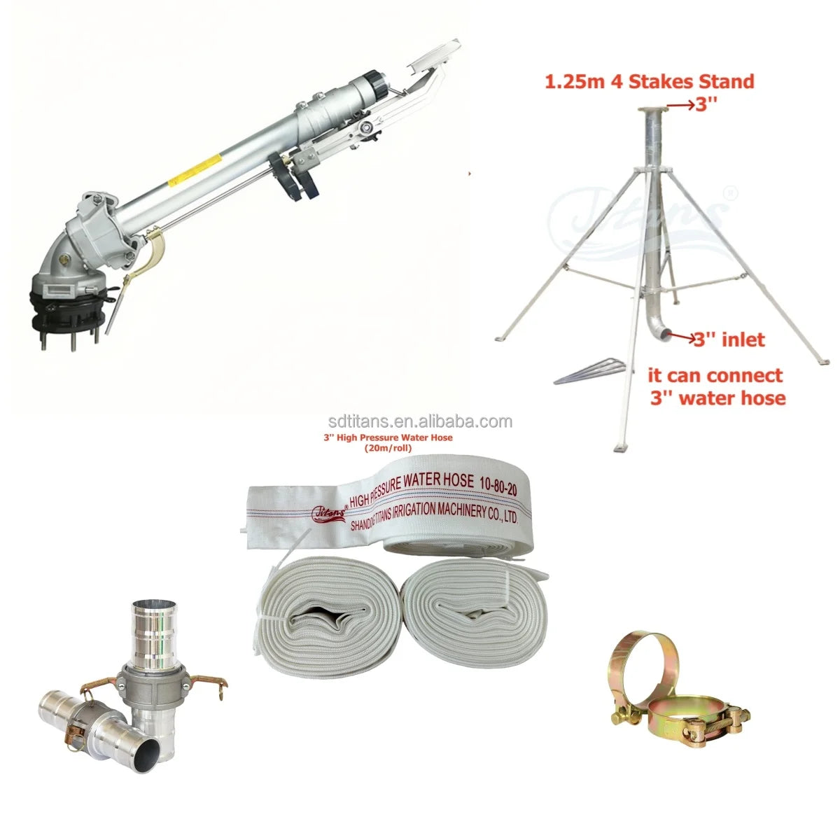 Titans CE Certified 160M Metal Rain Gun Sprinkler for Agricultural Farmland Irrigation and Dusty Removal