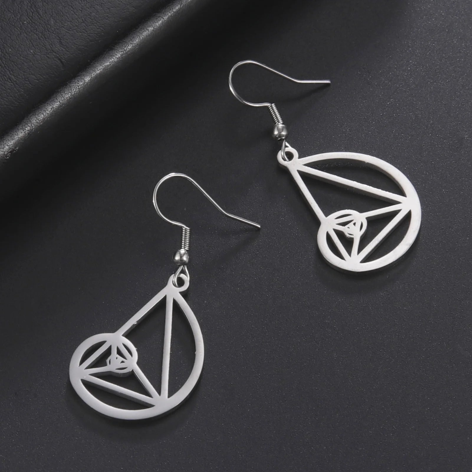 Fibonacci Triangle Spiral Golden Ratio Dangle Earrings Psychology Geometric Stainless Steel Jewelry Gift for Women