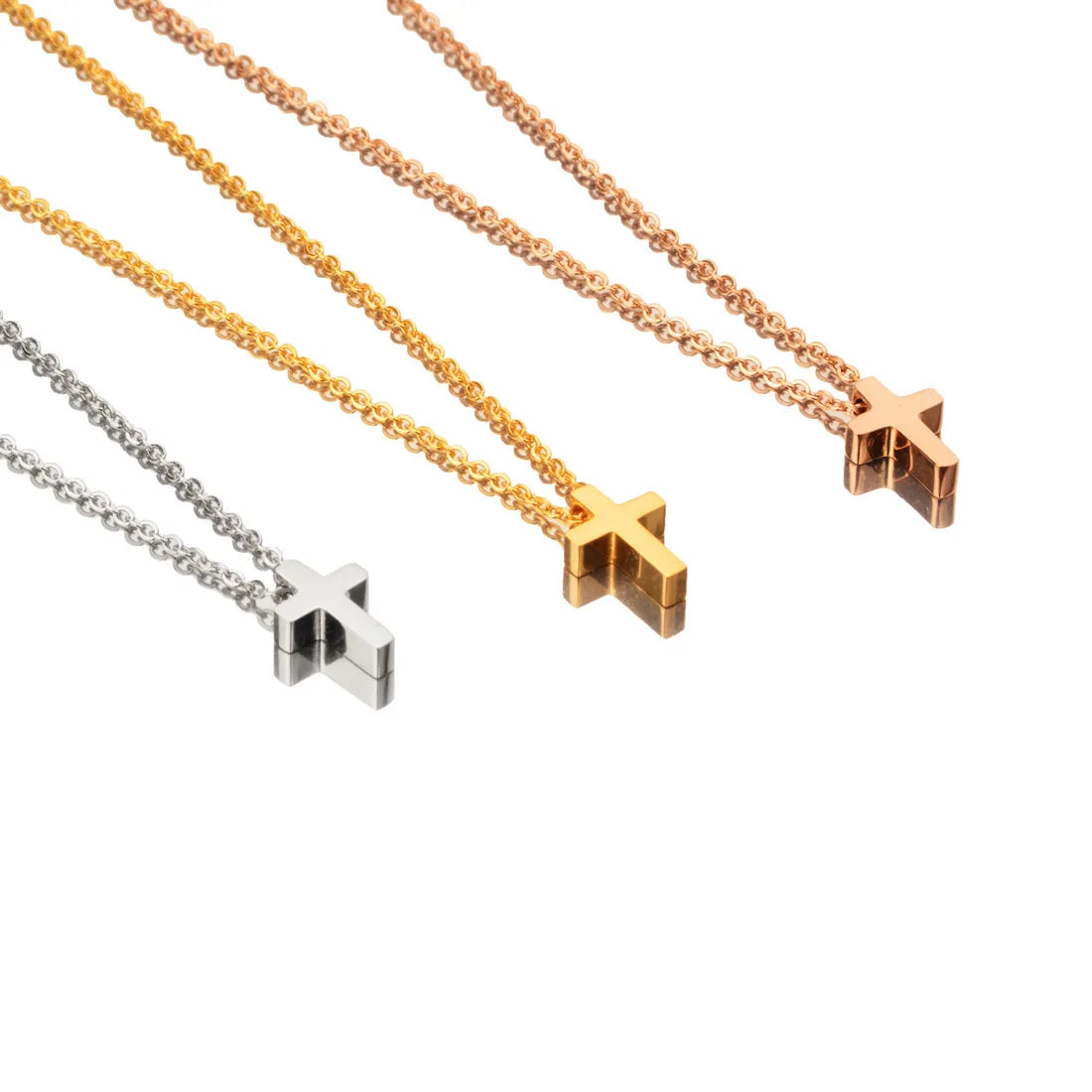 Fashion Small Cross Pendants Chain Necklace Wholesale Stainless Steel Jewelry
