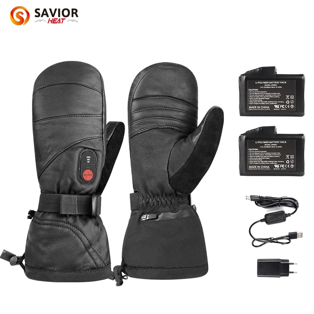 Overseas Warehouse Professional Multi-level Temperature Control Leather Waterproof Breathable Snowboarding Gloves