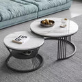 Kinetic Nesting Modern Extendable Durable Coffee Table Living Room Furniture with Ribbed Metal Base Metal Top for Boutique Home