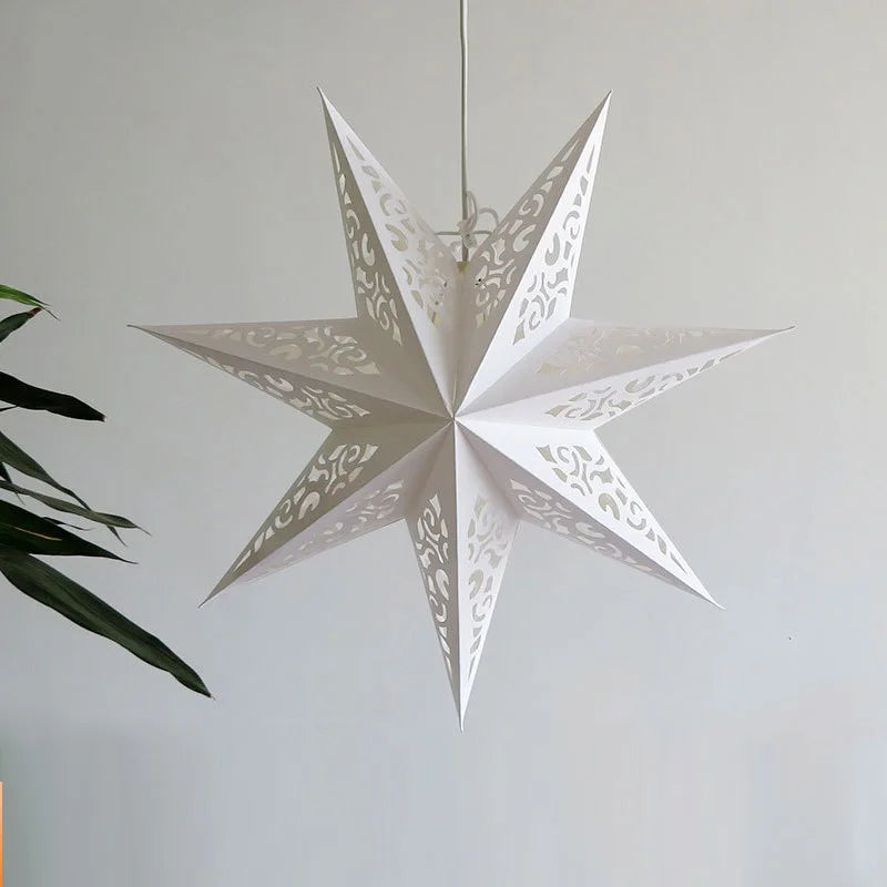 45cm/17.72inch Paper Star Lantern Hanging Pendant Intricate Cut Out Design Hollow Out Star Hanging for Ramadan Mubarak Party