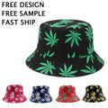 Custom Logo Gift Hat Printed Travel Beach Gift Hat Party Gift Maple Leaf Pattern Bucket Hat  Birthday Gift