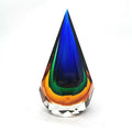 Handmade Blown Crystal Art Glass Ornaments Blue Green Tawny Water Drop Decors Hand Cut for Decorative Purposes