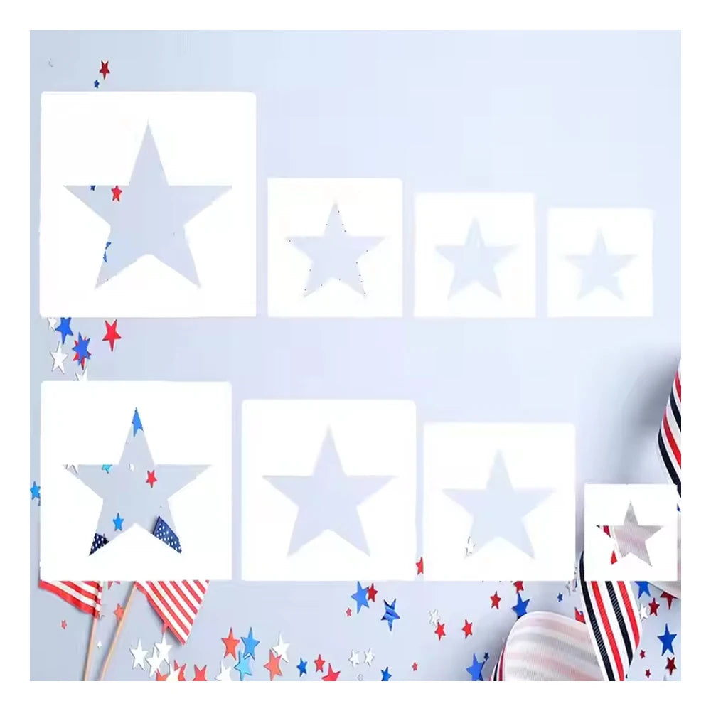 8 Pcs Star Stencils Different Sizes Pentagram Template Cutout Spray Stencils for Spraying on Wall Arts Paper Decoration
