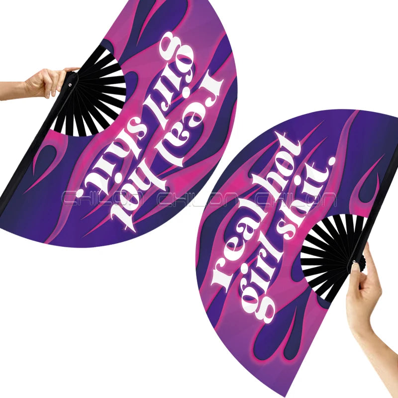 OEM Custom Printed 13 Inch Large Rave Hand Folding Fan