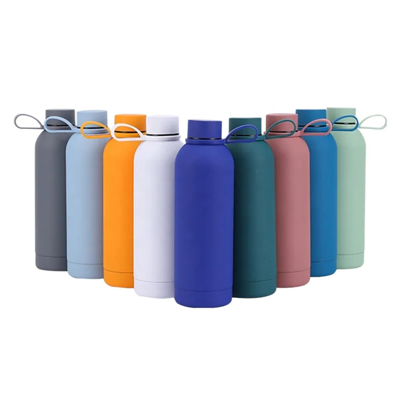 Custom Color Insulated Water Bottle Stainless Steel 304 Travel Sport and Gym Metal Finger Belt Outdoor Activity