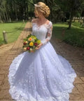 Vestido De Noiva Long Sleeve Wedding Dress Robe Princess Puffy Mariage Plus Size Long Train Bridal Wedding Gowns MW481