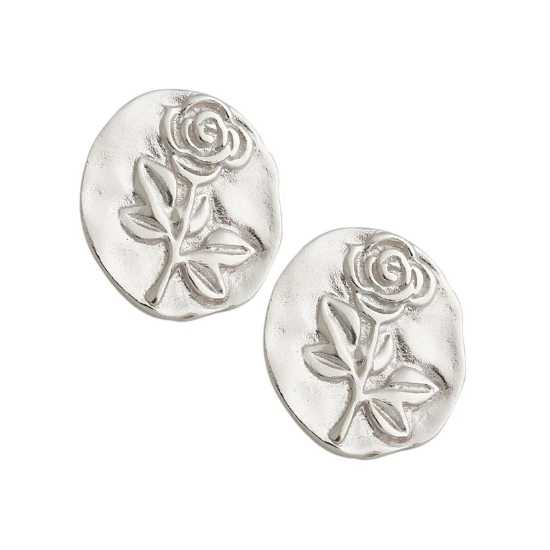 925 Silver Rose Flower Stud Earrings for Women Exquisite Jewelry Girl Mother Wife Sister Competition Dance Earrings