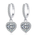 2CT Moissanite Drop Earrings with GRA Certificate 925 Silver D Color VVS1 Diamond Earing Moissanite Heart Water Hoop Earrings