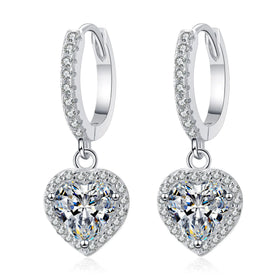 2CT Moissanite Drop Earrings with GRA Certificate 925 Silver D Color VVS1 Diamond Earing Moissanite Heart Water Hoop Earrings