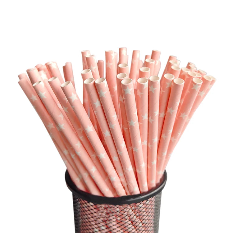 Premium Wedding Decoration Biodegradable Striped Paper Straws Milkshake Straws Drinking Paper Straw