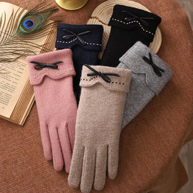 Wholesale Warm Touch Screen Outdoor Cycling Custom Women Fleece Wool Winter Gloves