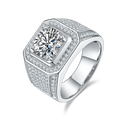 Top Selling Fine Silver Jewelry S925 Sterling Silver 3CT 9mm Men's Ring Round Moissanite Engagement Wedding Ring for Men