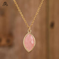 Classic Necklace Natural Tiger's Eye Amethyst Healing Crystal Natural Stone Horse Eye Shape Pendant Charm Jewelry