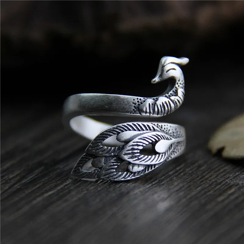 Factory Wholesale Retro Rings for Women Jewelry Fashion Open Adjustable  Peacock Ring